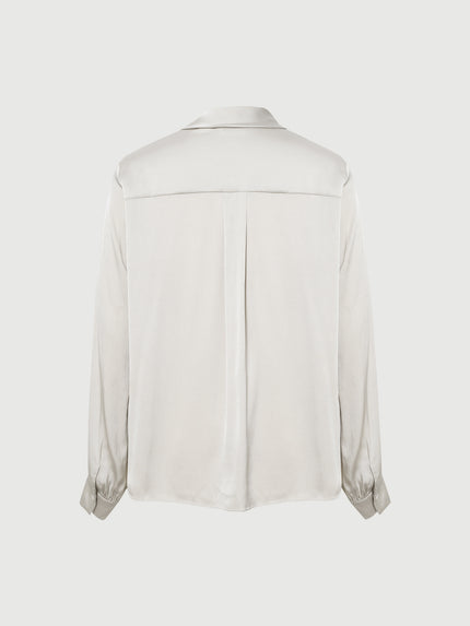 Silk Tie-Neck Long-Sleeve Blouse