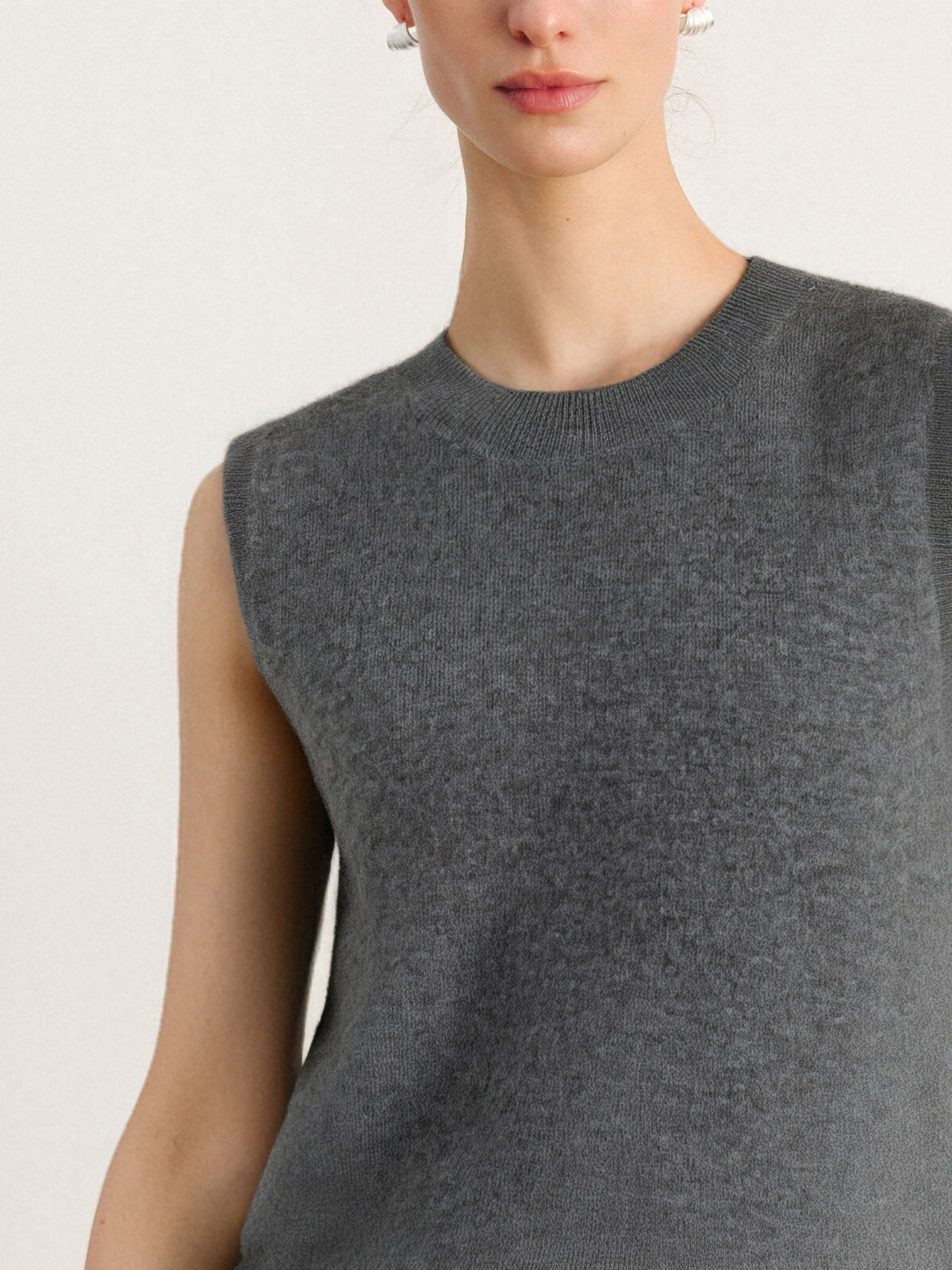 Gray Pure Cashmere Tank