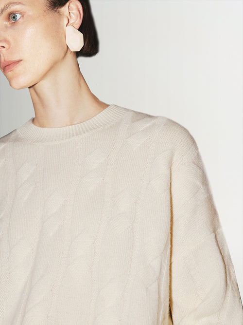 Load image 1 in gallery view. Cable Knit Pure Cashmere Sweater