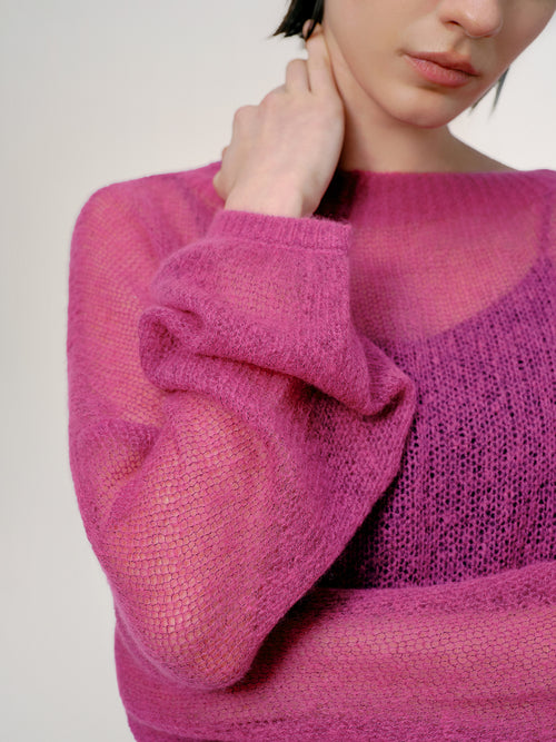 Load image 1 in gallery view. Lightweight Silk-Cashmere Knit Sweater