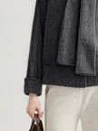 Wool Single-Breasted Short Coat with Scarf