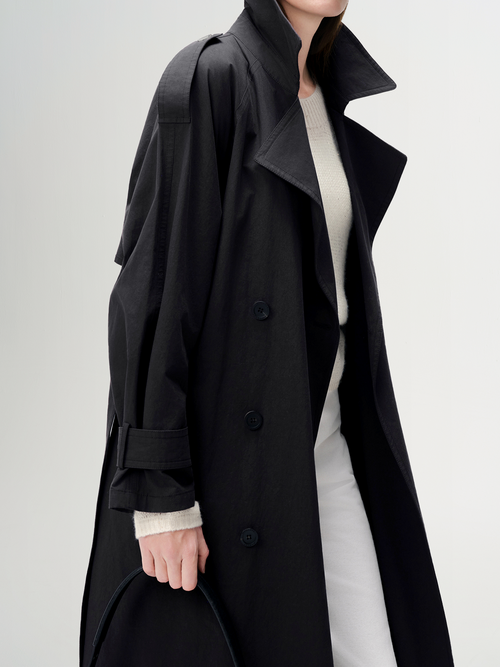 Load image 1 in gallery view. Classic Cotton Double-Breasted Trench Coat