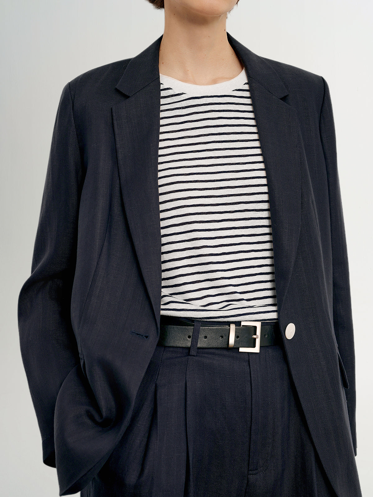 Lyocell-Linen Single-Button Blazer Suit
