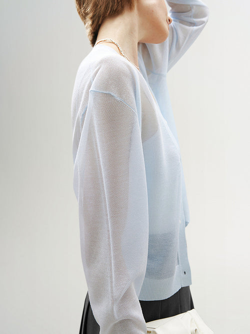Load image 1 in gallery view. V Neck Knit Cardigan
