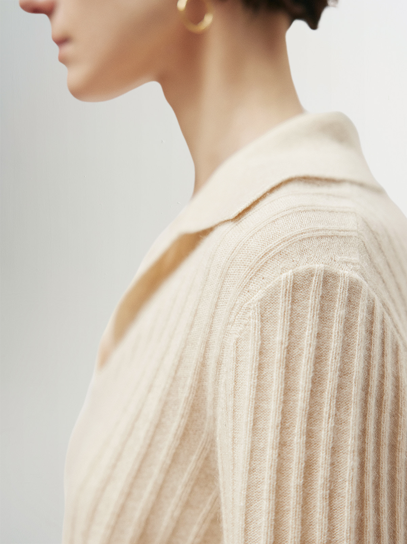 Rib Polo Cashmere Sweater - MEILLEUR MOMENT OFFICIAL STORE NEW YORK 