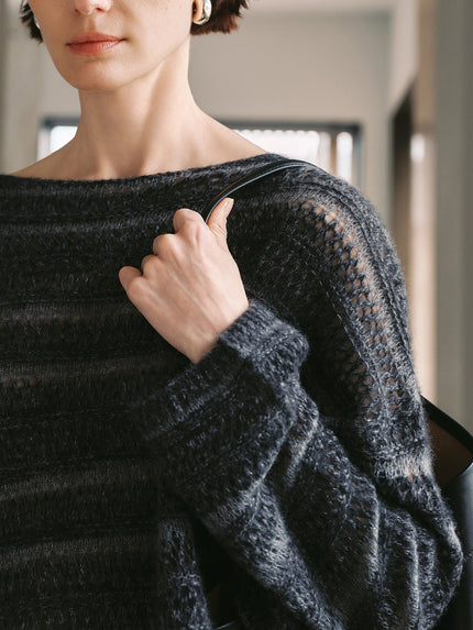 Striped Crewneck Relaxed Silk-Cashmere Sweater