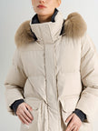 Raccoon Fur Collar Hooded Long Down Coat