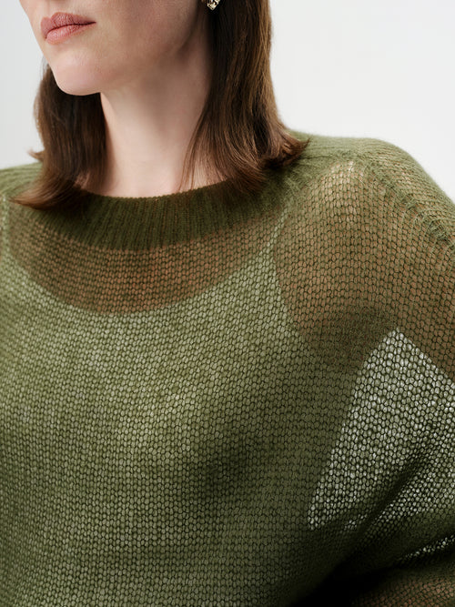 Load image 1 in gallery view. Cashmere-Silk Relaxed Pullover Sweater