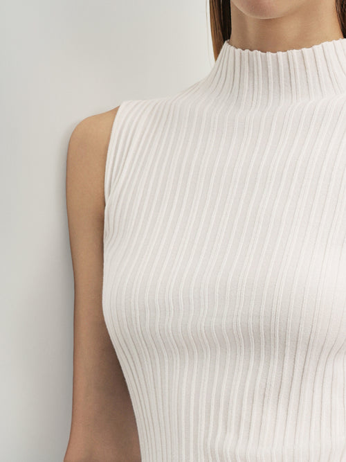 Load image 1 in gallery view. Ribbed High-Neck Sleeveless Top