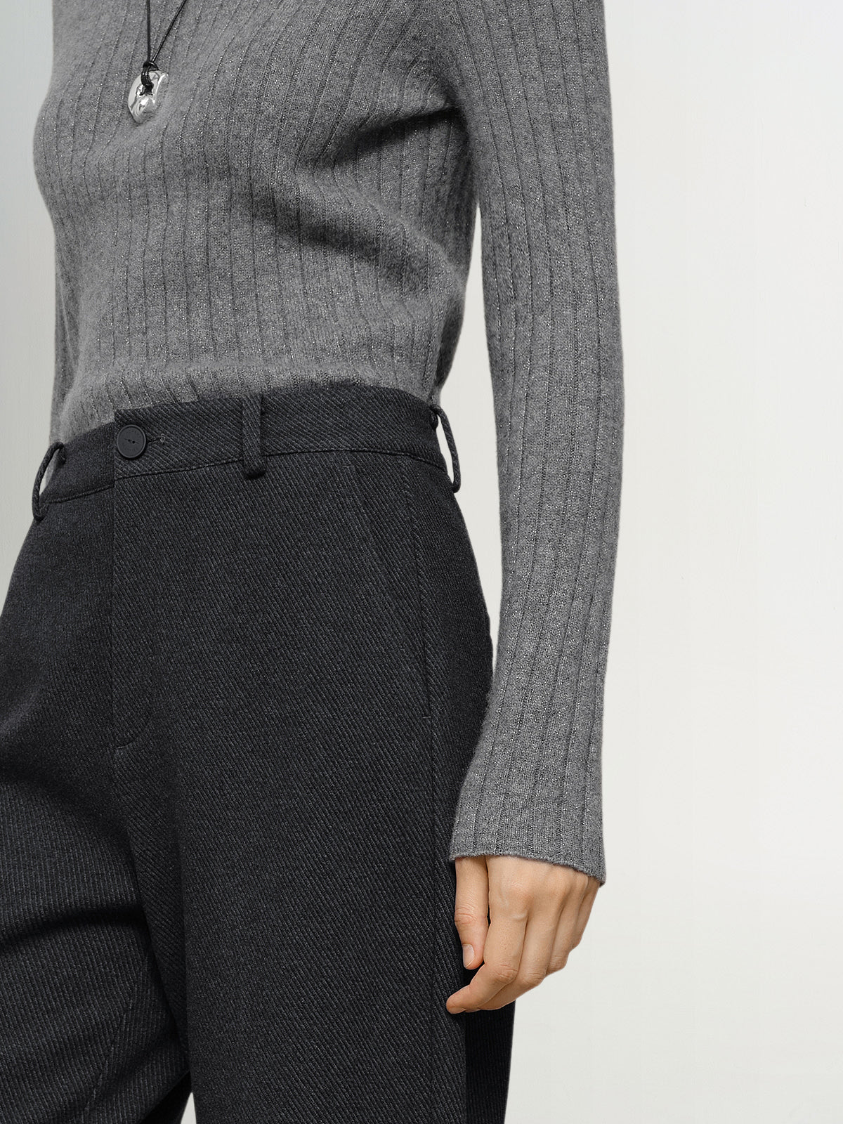 Turtleneck Cashmere Sweater Gray