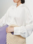 Stand Collar Silk Blouse
