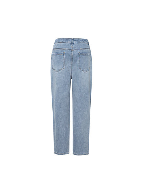 Load image 1 in gallery view. Cropped Pure Cotton Jeans