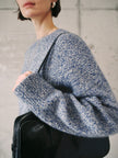 Floral Blue Crewneck Silk-Cashmere Sweater