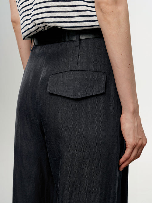 Load image 1 in gallery view. Lyocell-Linen Straight-Leg Tailored Pants