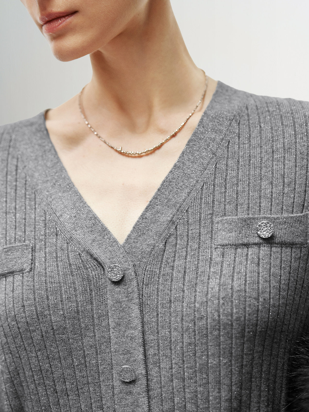 V Neck Bleted Jersey Dress