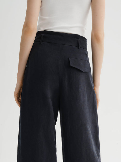 Load image 1 in gallery view. MEILLEUR MOMENT Midnight Blue Lyocell Pants – Back View