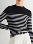 Blusa listrada de manga comprida justa