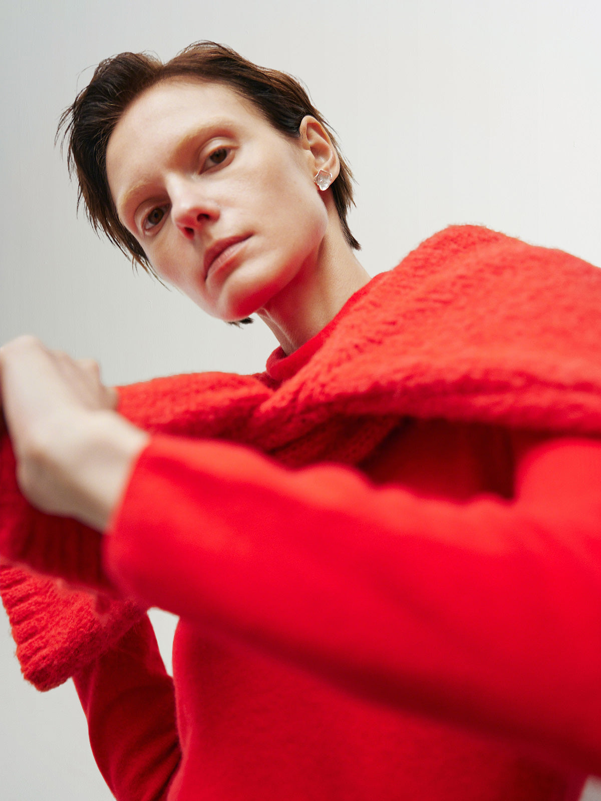 Red Slim Fit Cashmere High-Neck Sweater 5EC133005Q