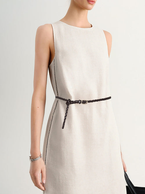 Load image 1 in gallery view. Pure Linen Sleeveless Dress