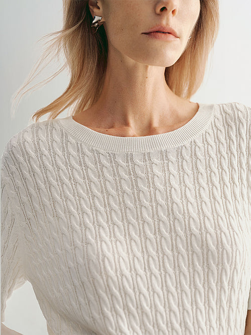 Load image 1 in gallery view. Cable Knit Top