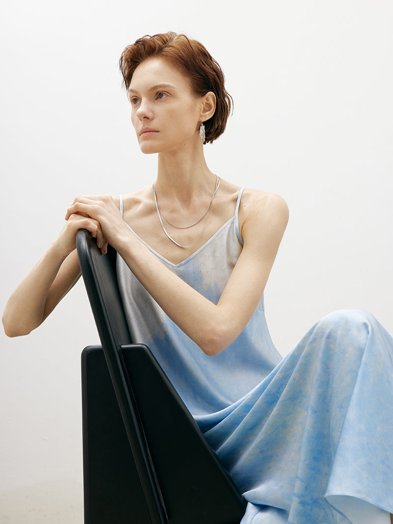 V Neck Acetate Slip Dress