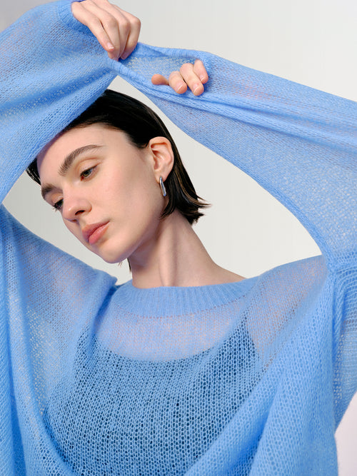 Load image 1 in gallery view. Cashmere-Silk Relaxed Pullover Sweater