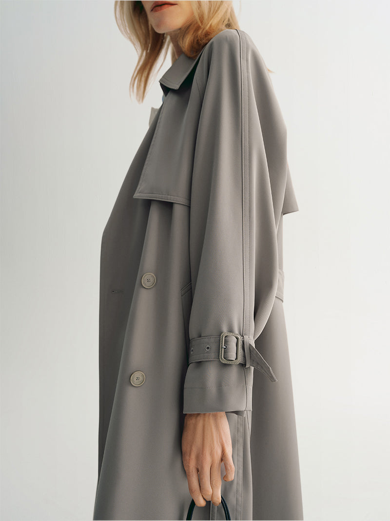 Women's Light Gray Sleek Midi Trench Coat – MEILLEUR MOMENT