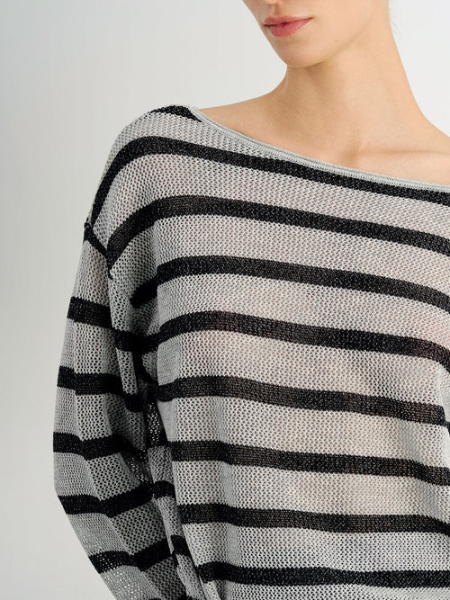 Load image 1 in gallery view. Oversized Striped Knit Pullover