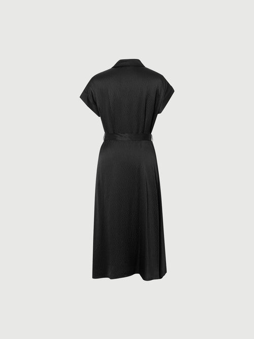 Load image 1 in gallery view. Collared V Neck Pure Silk Dress