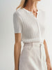 V Neck Short Sleeves Knit Top