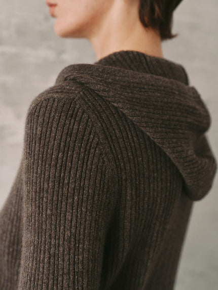 Hooded Zip-Up Cashmere Sweater