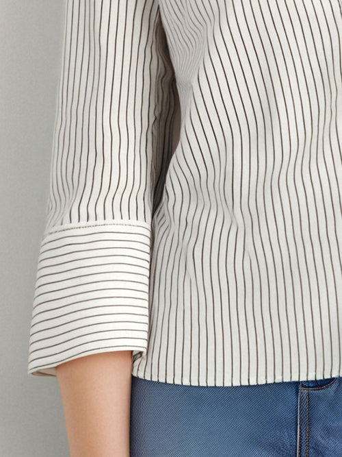 Load image 1 in gallery view. Pinstriped Pure Cotton Shirt