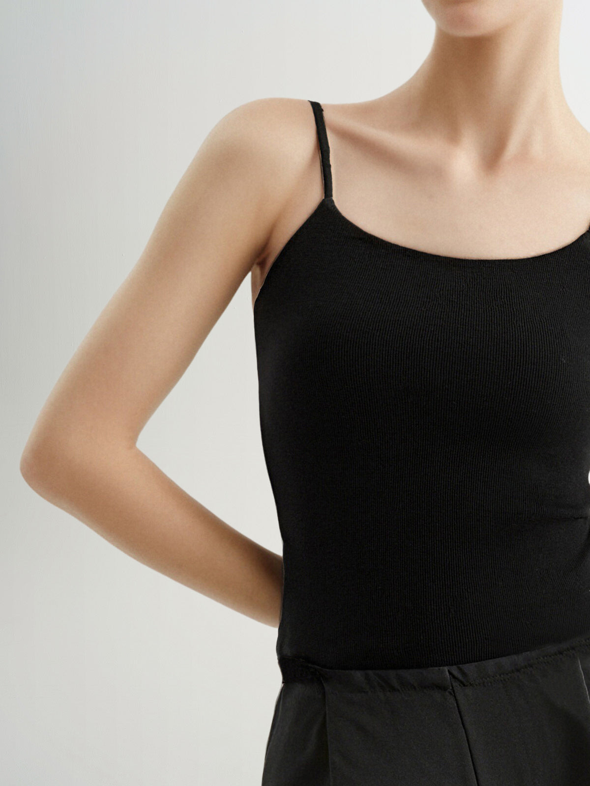 Black Camisole with Built-In Bra Pads