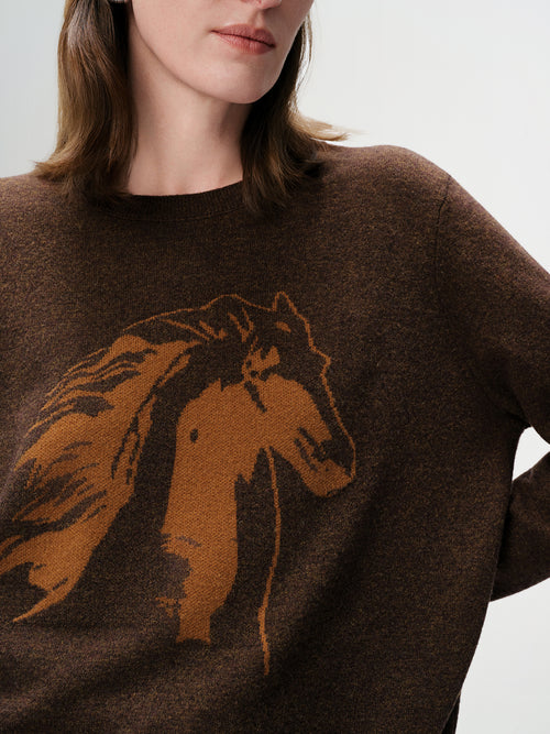 Load image 1 in gallery view. Pure Wool Animal Graphic Sweater