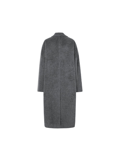 Load image 1 in gallery view. Peak Lapel Alpaca Wool Long Coat