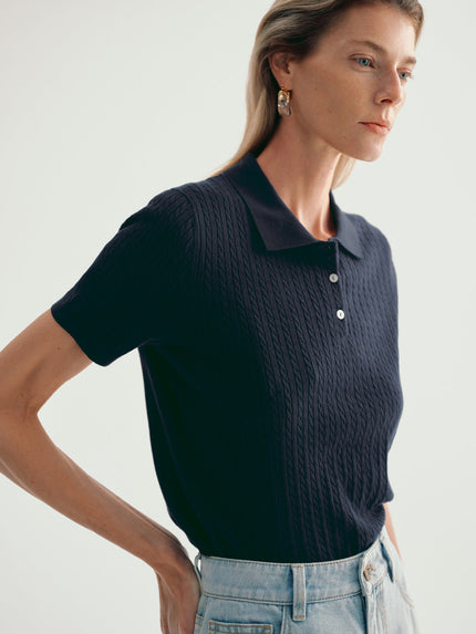 Ribbed-Knit Polo Shirt