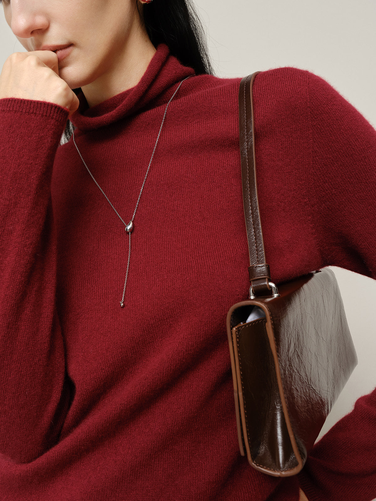 Merlot Pure Cashmere Slim Fit Sweater 5FA133603Q