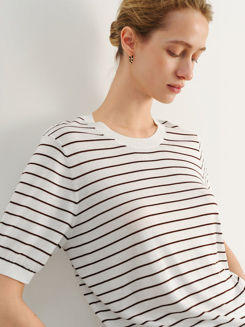 Load image 1 in gallery view. Lyocell Acetate Striped Tee