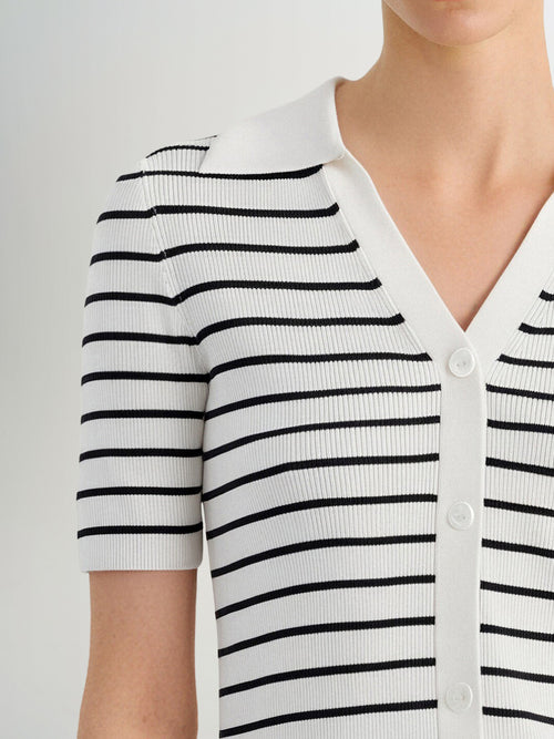 Load image 1 in gallery view. Striped Collared V?Neck Top