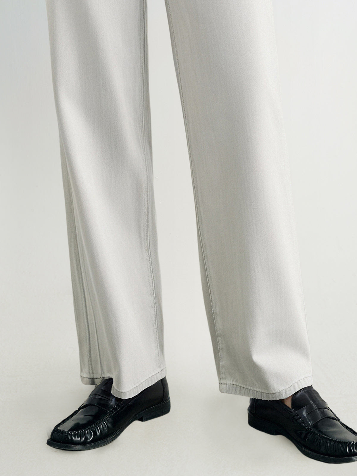 Light Gray Lyocell Straight Jeans