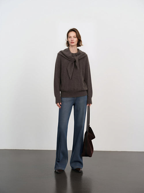 Load image 1 in gallery view. Scarf-Neck Cashmere Sweater