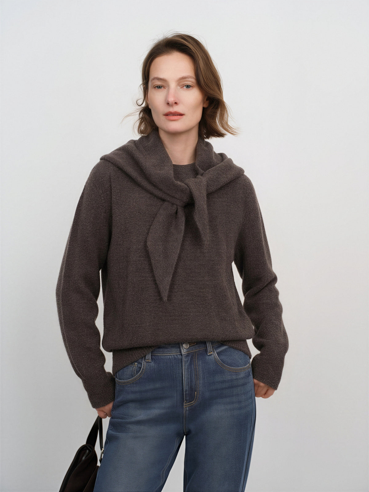 Scarf-Neck Cashmere Sweater