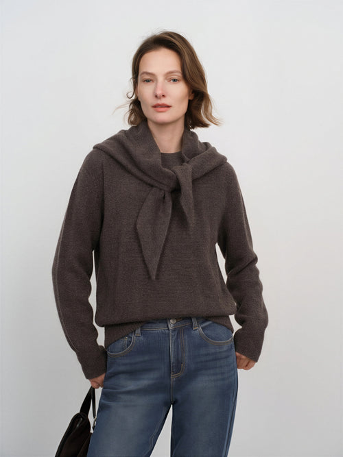 Load image 1 in gallery view. Scarf-Neck Cashmere Sweater