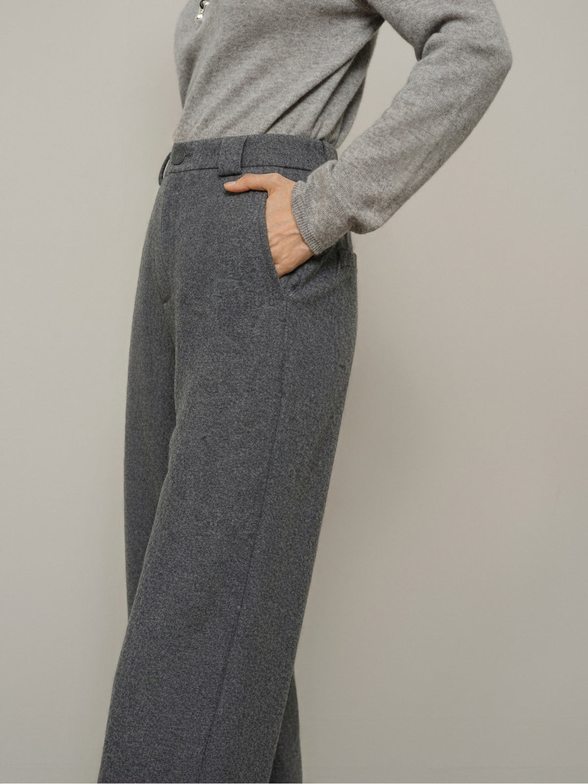 Wool-Blend Straight-Leg Trousers