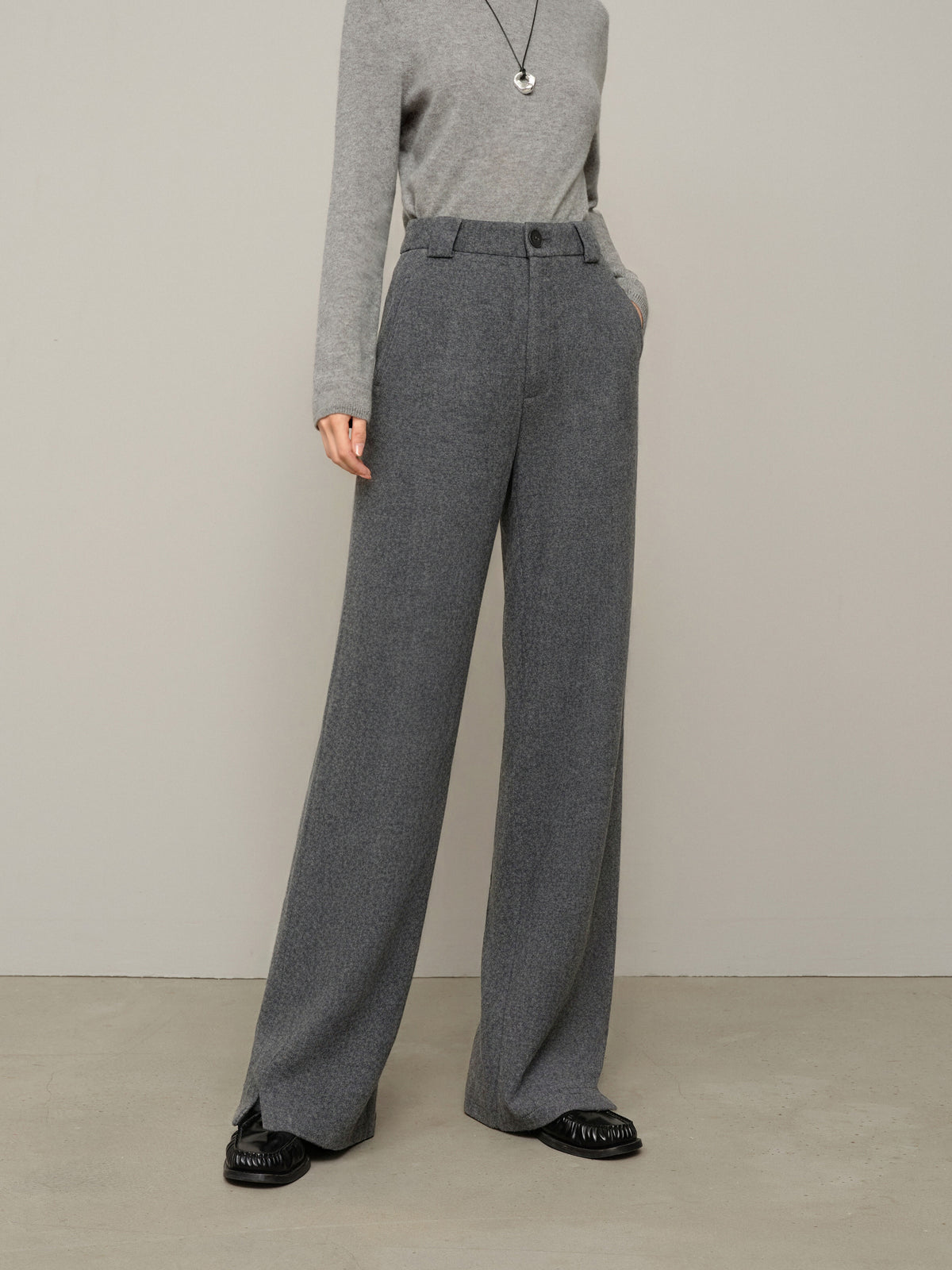 Wool-Blend Straight-Leg Trousers