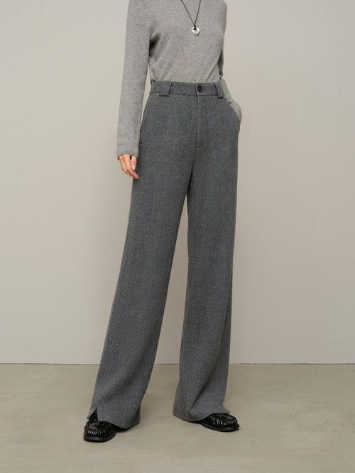 Load image 1 in gallery view. Wool-Blend Straight-Leg Trousers