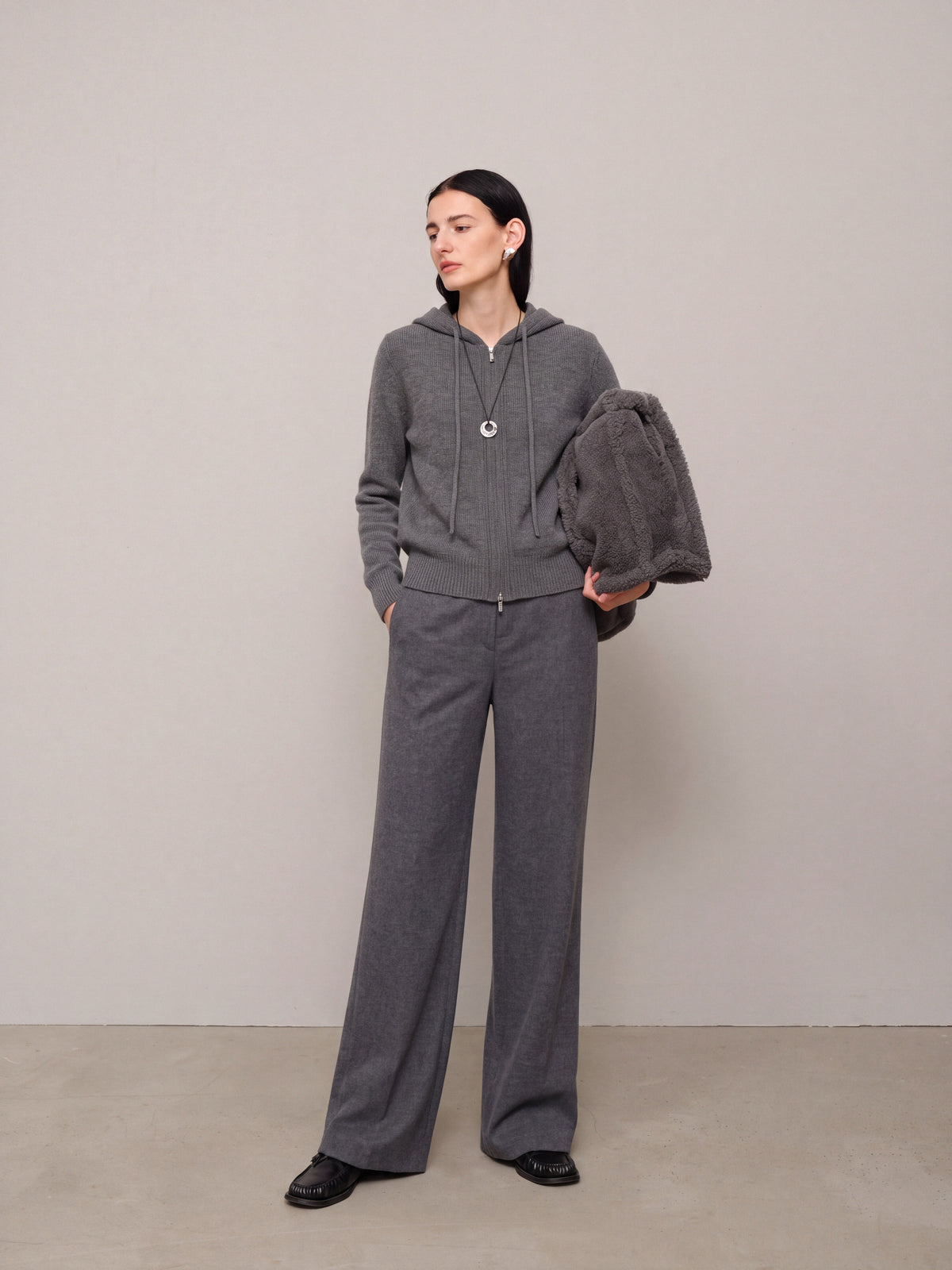 Cashmere Zip-Up Hooded Sweater