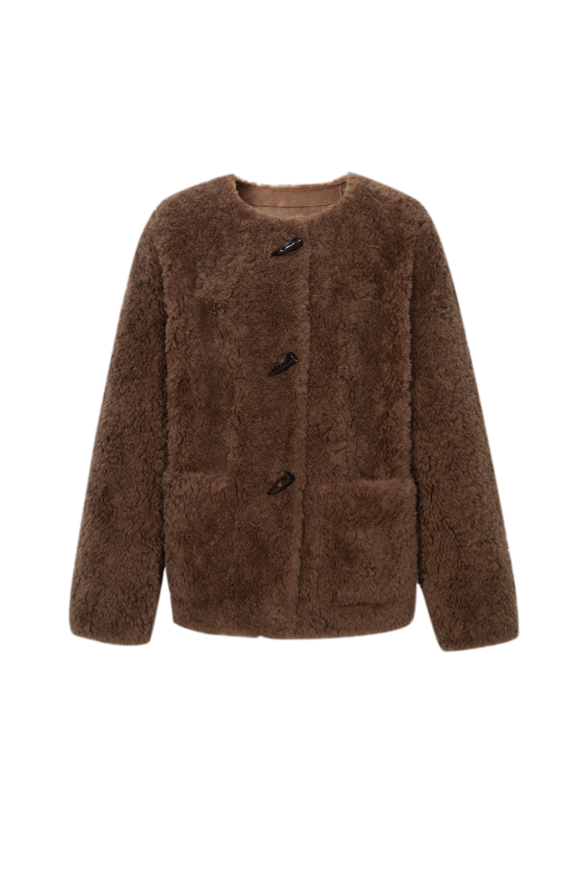 Pure Wool Shearling Jacket with Structured Collar
