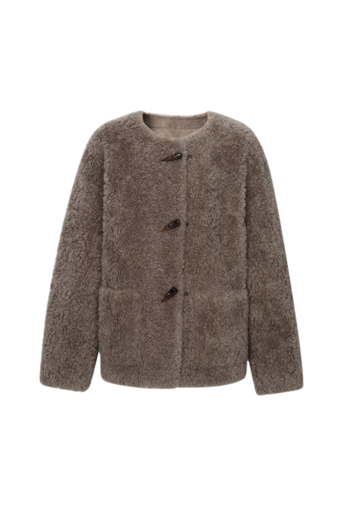 Pure Wool Shearling Jacket with Structured Collar