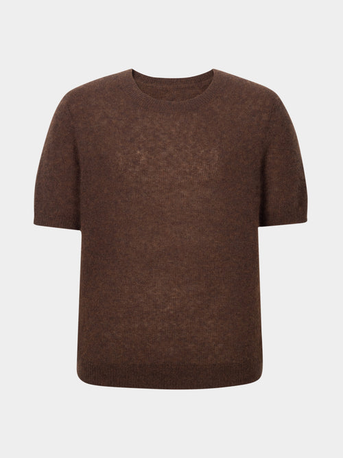 Load image 1 in gallery view. Lightweight Cashmere-Silk Short-Sleeve Sweater